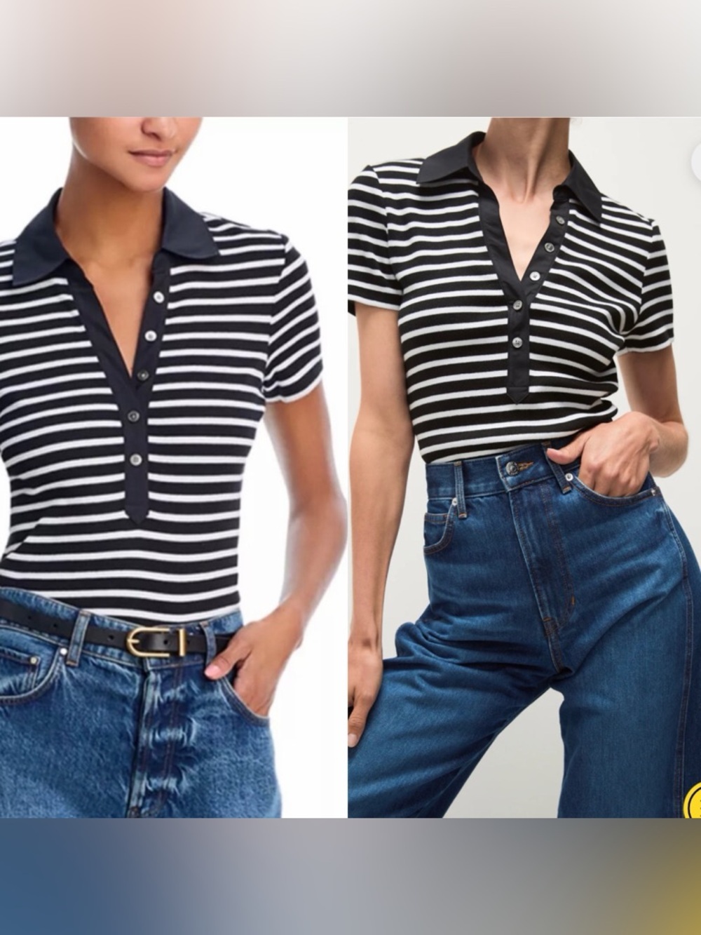 Veronica Beard Kearney Tee Top Stripes Black White Size Medium